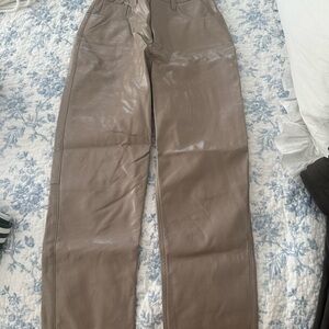 A&F Curve Love Patent Taupe Leather Pants